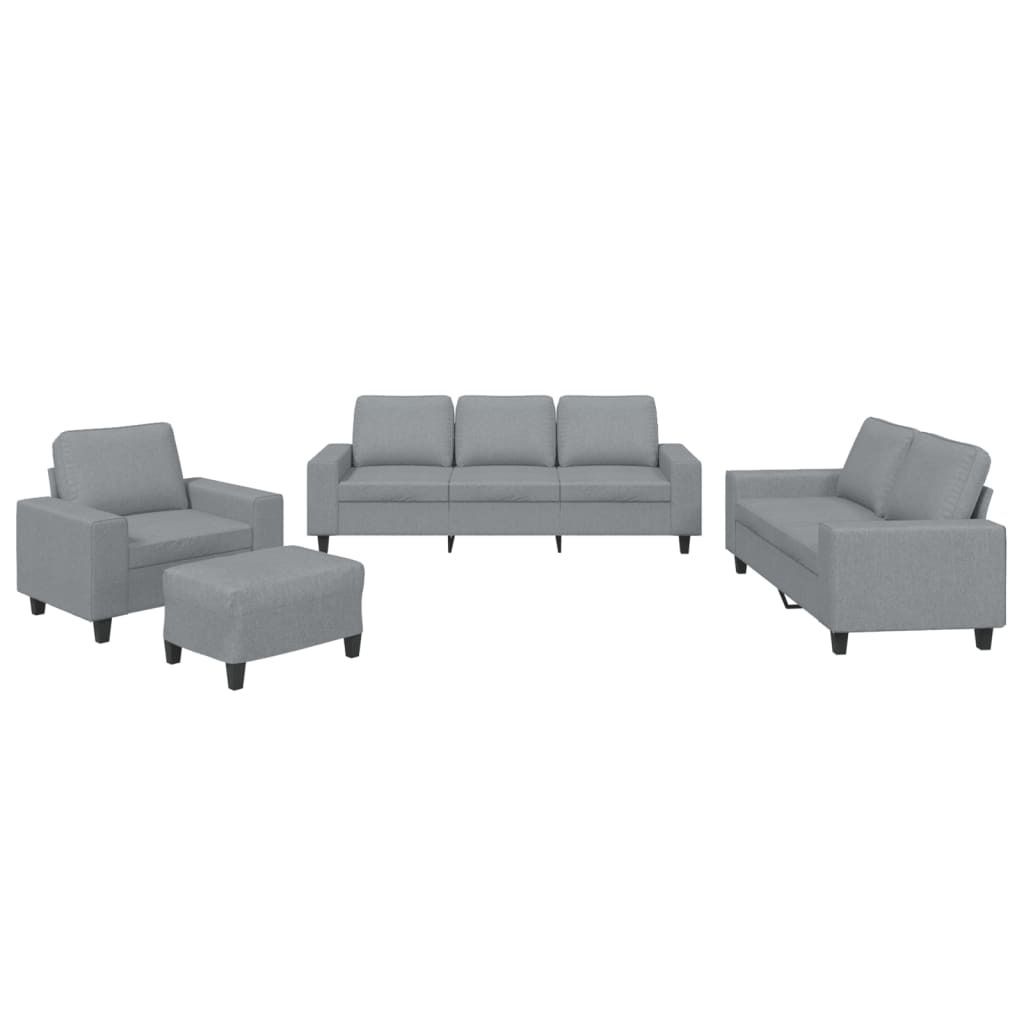 (Robust Möbel)4-tlg. Sofagarnitur - elegantes Design - Couchgarnitur/Wohnzimmer - Hellgrau Stoff - 94x77x80cm - Klassische Sofas DEMöbel717157