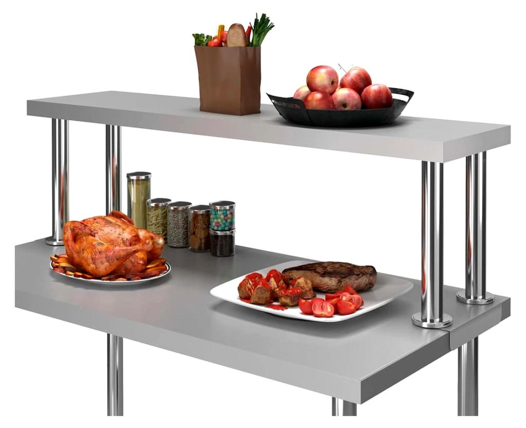 Aufsatzboard für Arbeitstisch 120 x 30 x 35 cm Edelstahl Küchenarbeitsplatte