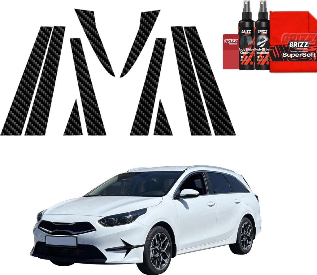 10in1 Kohlenstoff Schutzfolie für B-C-Säule - Kia Ceed (2021-2025) Grizz Protector