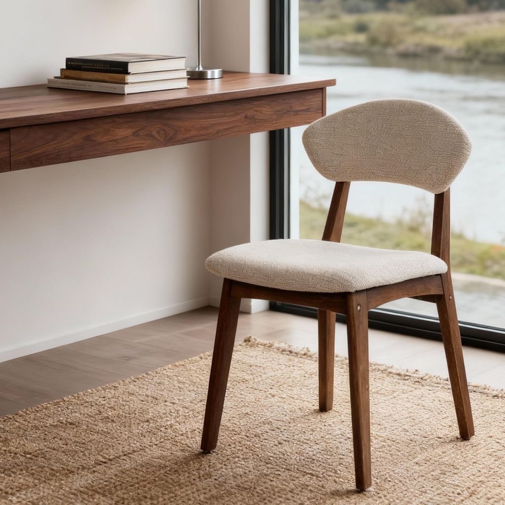 okwish Esszimmerstuhl Holzstuhl 2er Set Komfortpolster Gepolsterter Sitz Vielseitig Einsetzbar Nussbaum