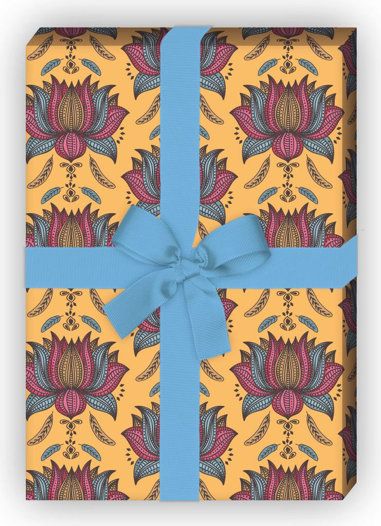 Tolles Geschenkpapier Set, Dekorpapier mit indischem Blumen Produktbild 