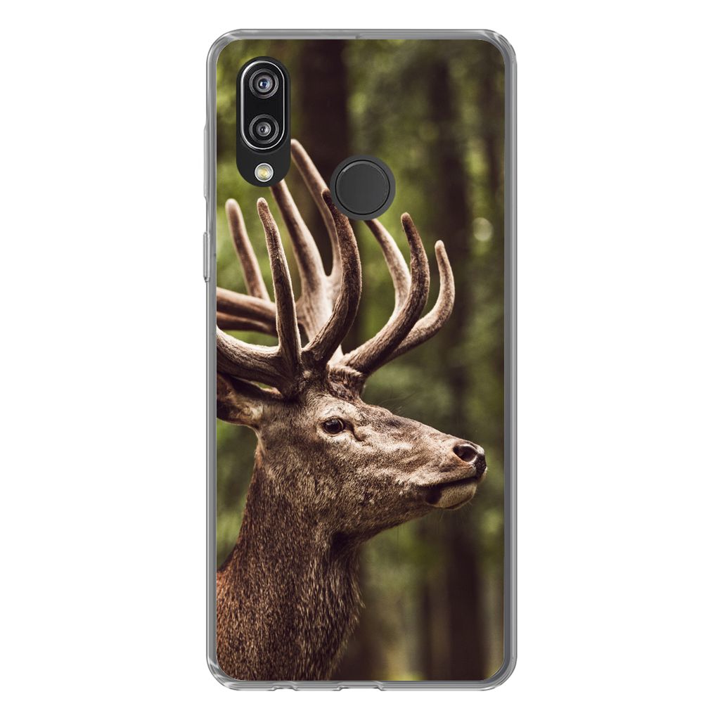 MuchoWow Handyhülle Schutzhülle Hülle für Huawei P20 Lite (2020) Hirsch - Natur - Geweih - Wald - Tiere Silikon Softcase Handy Hülle - Karte...
