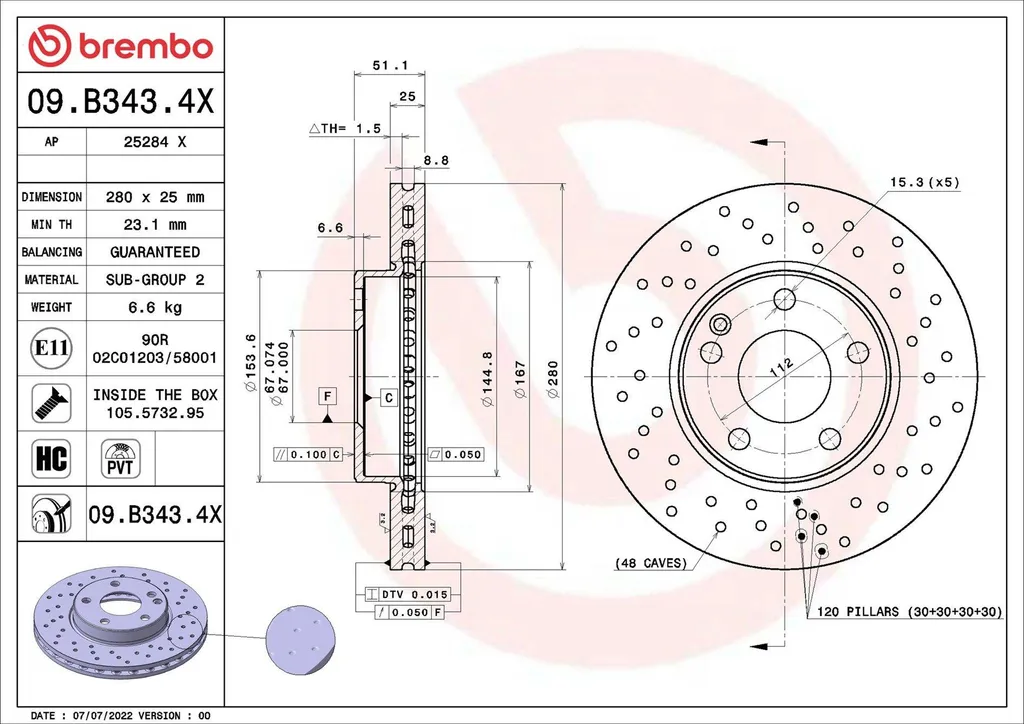 Disque de frein Brembo anti-vibration pour supprimer les sifflements au freinage