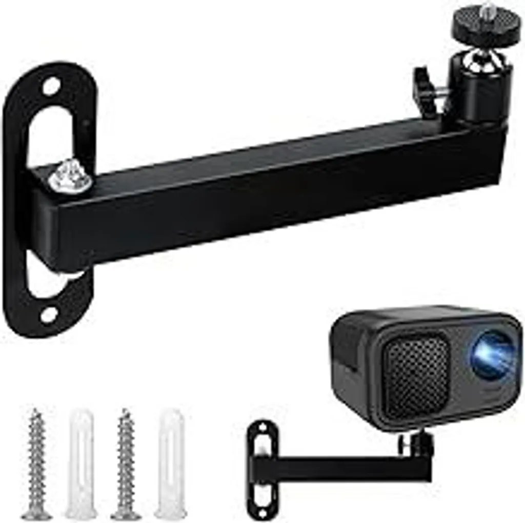 Supporto Proiettore Parete Regolabile 360° Metallo Vite 1/4 Universale