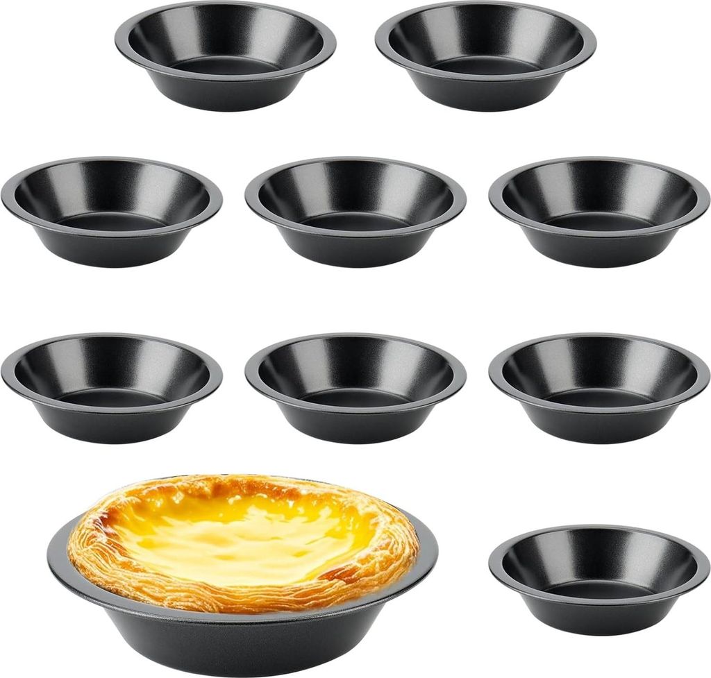 Kleine runde Kuchenformen - Set von 10 - Kohlenstoffstahl - 12 cm