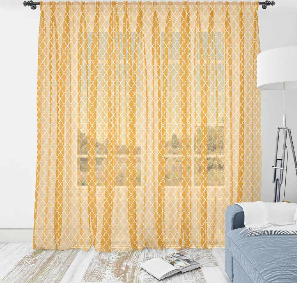 ABAKUHAUS Tessuto Estate A Metraggio – 1 Metro Di Microfibra Elasticizzata Con Motivo Sole E Pois, Arancione, Giallo E Crema, Larghezza 230 Cm - 2