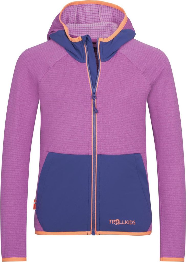 TROLLKIDS Girls Holmedal Mädchen Outdoor Fleece Jacke mit Kapuze pink 128