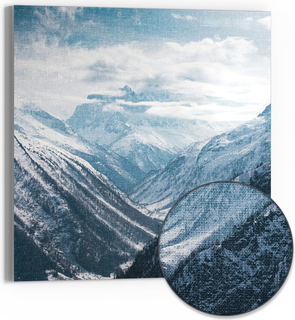 DEQORI Hybrid Leinwand Bild 30x30 cm 'Alpenmajestät' Wandbild Glas flach modern
