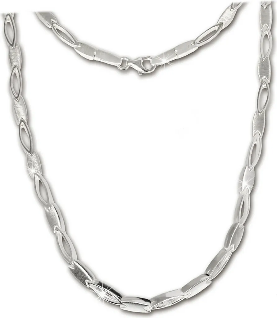Collier femme en argent massif 925 SilberDream 45cm maille ovale mat