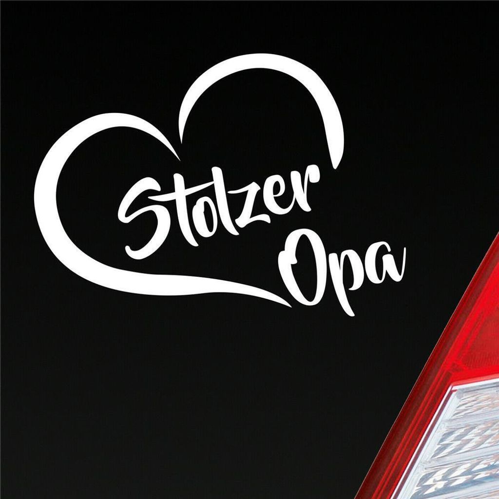 Auto Aufkleber Stolzer Opa Liebe Herz Großvater Enkel 12x10 cm Weiss Matt Sticker Heckscheibenaufkleber