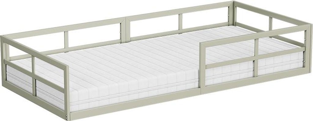 Bodenbett aus Metall Vitalispa Minno Greige 90x200 mit Produktbild 
