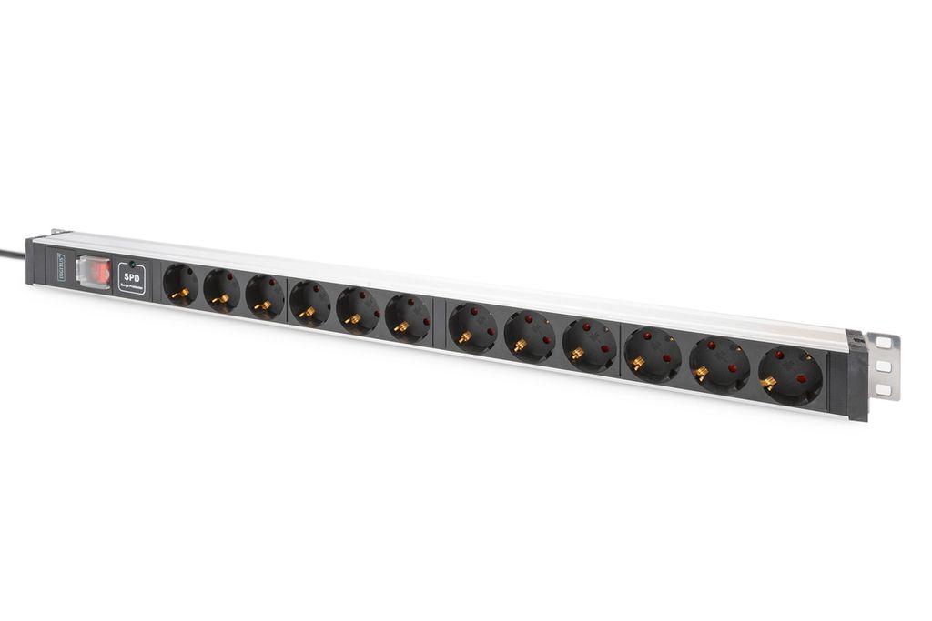 DIGITUS DN-95435 DIGITUS 19"-stopcontactstrip, 12-voudig, Productafbeelding 