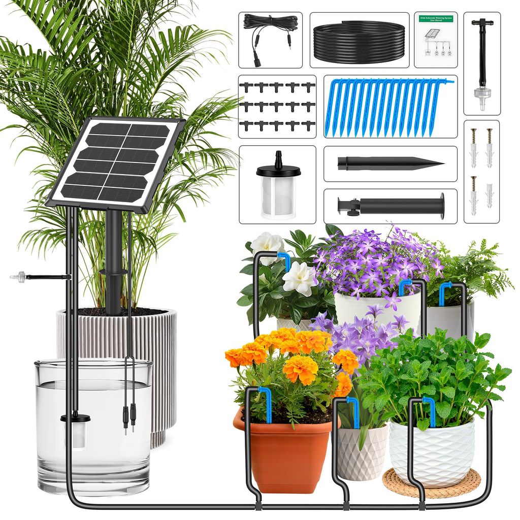 Solar Bewsserungssystem Fr 20 Topfpflanzen - Automatische  Trpfchenbewsserung Mit Timer & Solar
