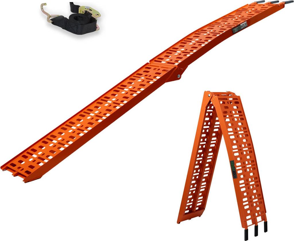 TRUTZHOLM 1x Auffahrrampe klappbar 228 cm Traglast 340 kg Alu orange gelocht Motorradrampe Mofarampe