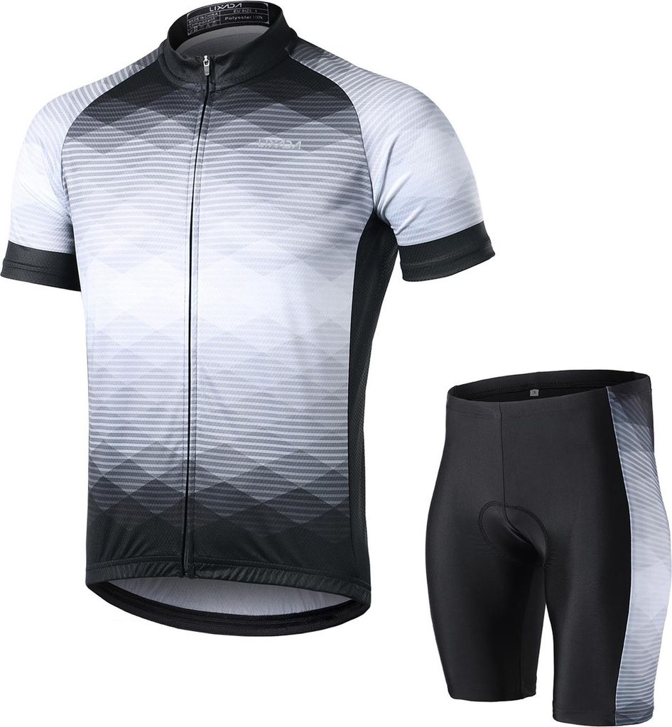 Lixada Herren-Radtrikot Atmungsaktives Kurzarm-Radtrikot und gepolsterte Shorts MTB-Fahrradbekleidung