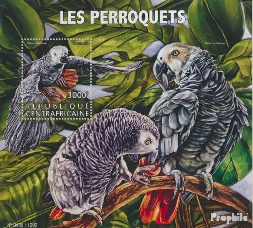 Briefmarken Zentralafrikanische Republik 2015 Mi Block 1405 (kompl. Ausgabe) postfrisch Papageien
