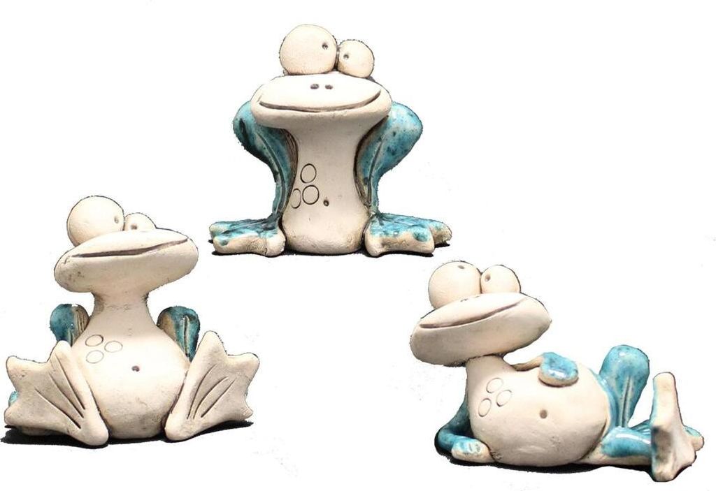 Miniatur Frosch Paul türkis Keramikfigur 7cm handgefertigt