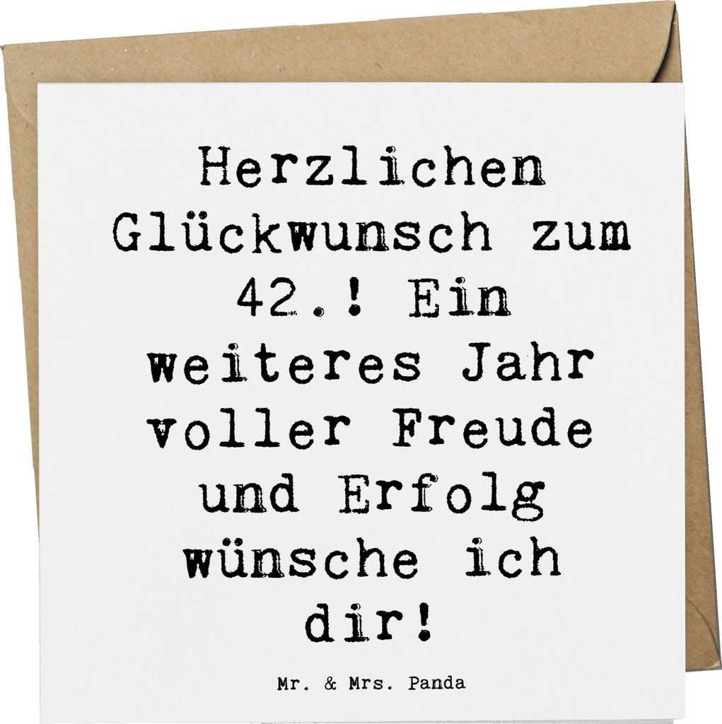 Mr. & Mrs. Panda Grußkarte Spruch 42. Geburtstag - Weiß - Geschenk, faltkarte, stilvoll, Zukunft, hohe Qualität, Klappkarte, Happy Birthday, Alt...
