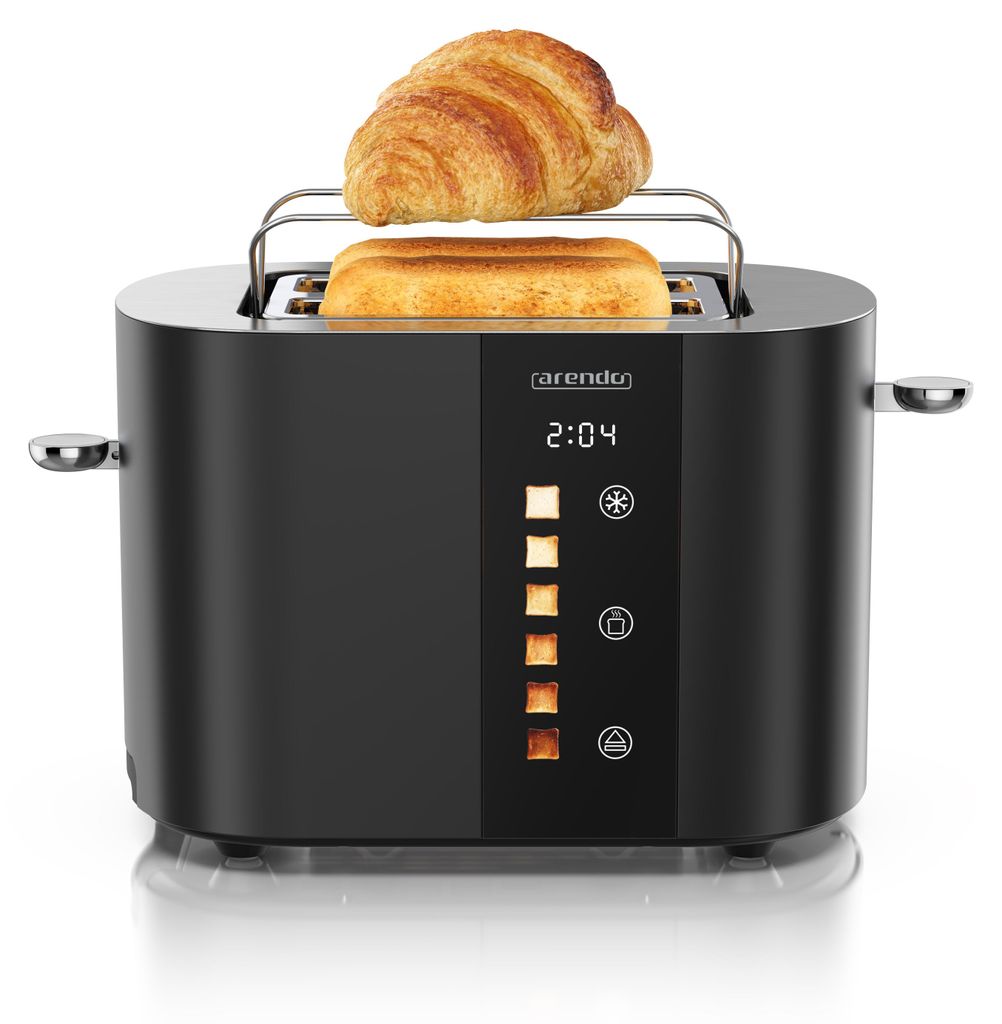 Arendo Toaster 2 Scheiben, Edelstahl, 800W, Display mit Produktbild 