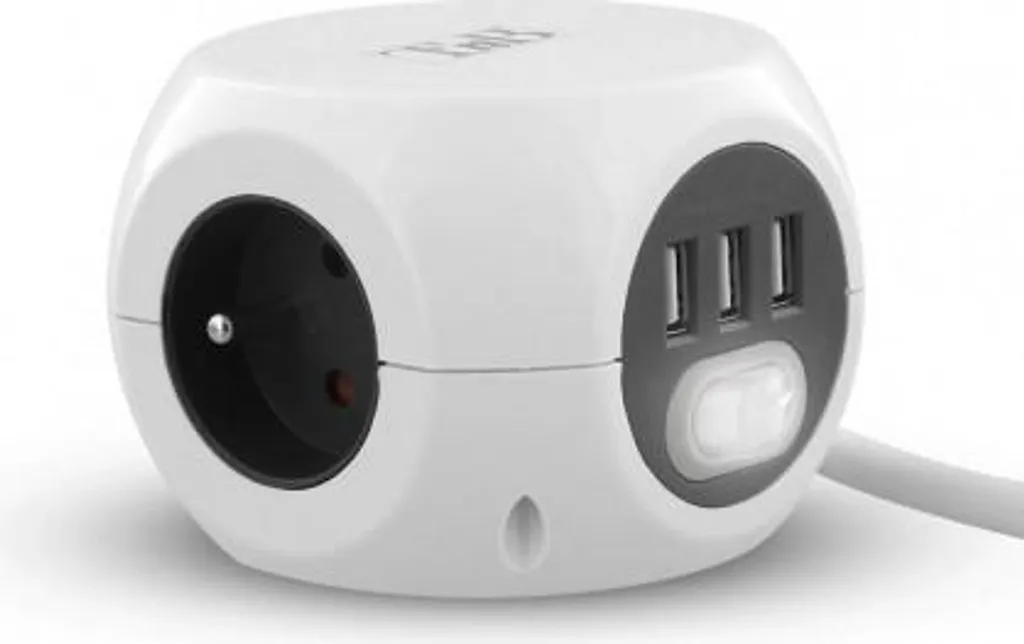 Adaptateur 2 Prises TNB PSBALLWH Blanc - Idéal pour Bureau et Salon