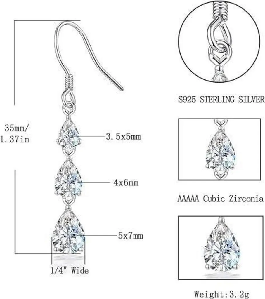 Orecchini pendenti in argento sterling con pietra di luna fatti a