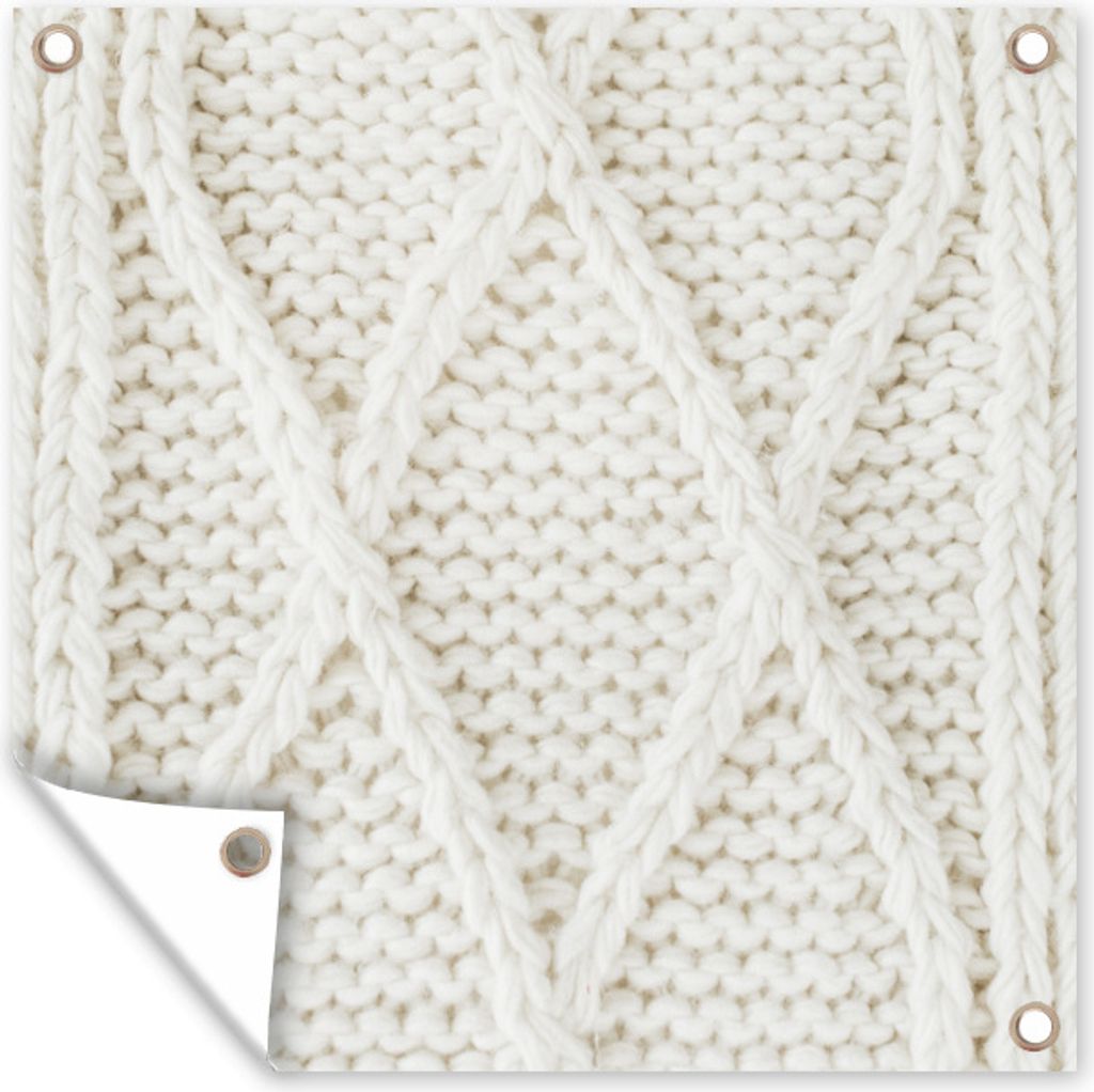 MuchoWow 100x100 cm Outdoor-Poster Gartendeko Sichtschutz Garten Poster für den Garten Pullover - Muster - Weiß
