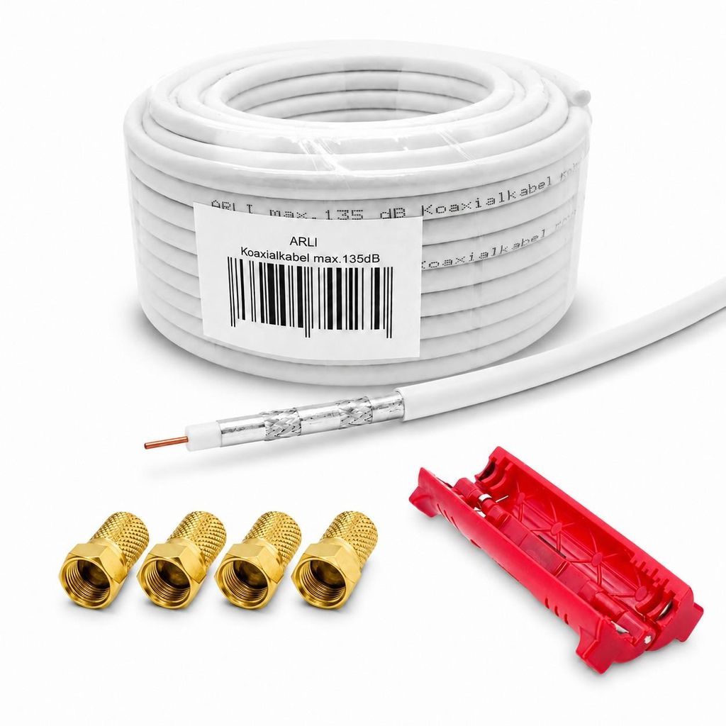 10m ARLI Koaxialkabel – max. 135 dB 5-fach geschirmt + 4x Produktbild 