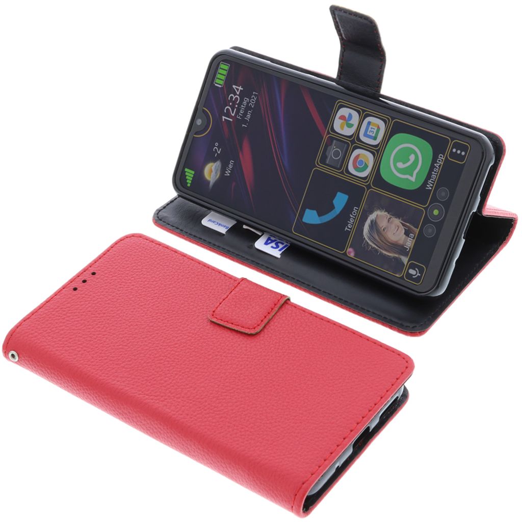 foto-kontor Tasche kompatibel mit Beafon M6S Book Style rot Schutz Hülle Buch