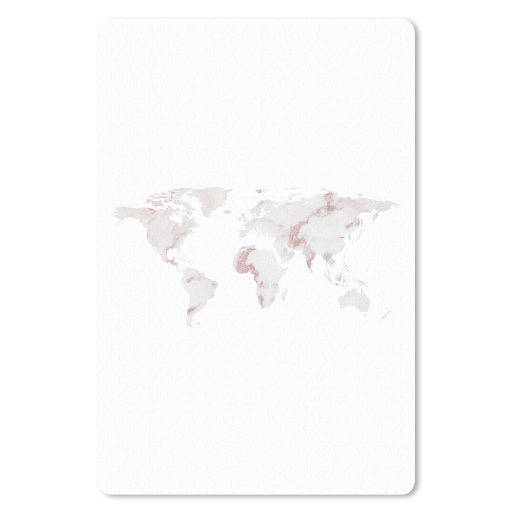 MuchoWow Mauspad Mousepad Weltkarte - Marmor - Rosa - Weiß 18x27 cm - Mousepads - Maus Mat - Pad - Mausunterlage