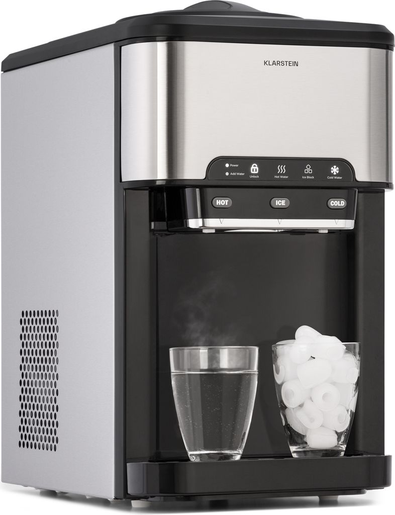 Klarstein Eiswürfelmaschine für Zuhause Camping Gastro, Schnelle Mini Eiswürfelmaschine Klein, Profi Eismaschine für Große Kleine Klare Eiswü...