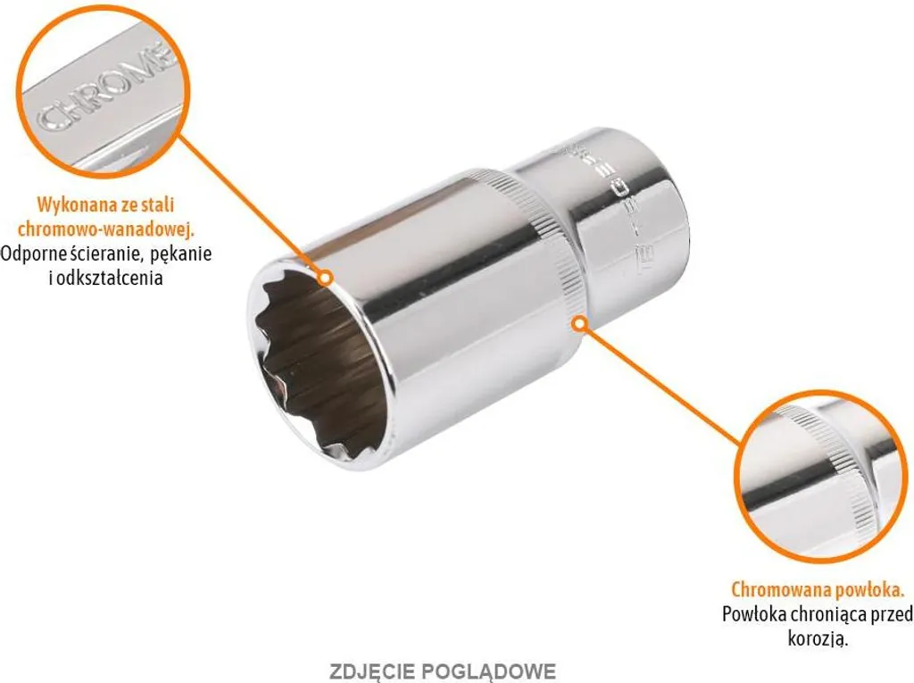 Bussola Poligonale 18 mm TEGER 1/2" Deep Socket | Professionale e Robusta - 2