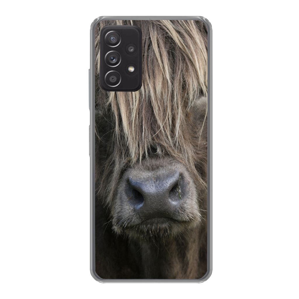 MuchoWow Handyhülle Schutzhülle Hülle für Samsung Galaxy A53 5G Schottischer Highlander - Braun - Nase Silikon Softcase Handy Hülle - Schutz...
