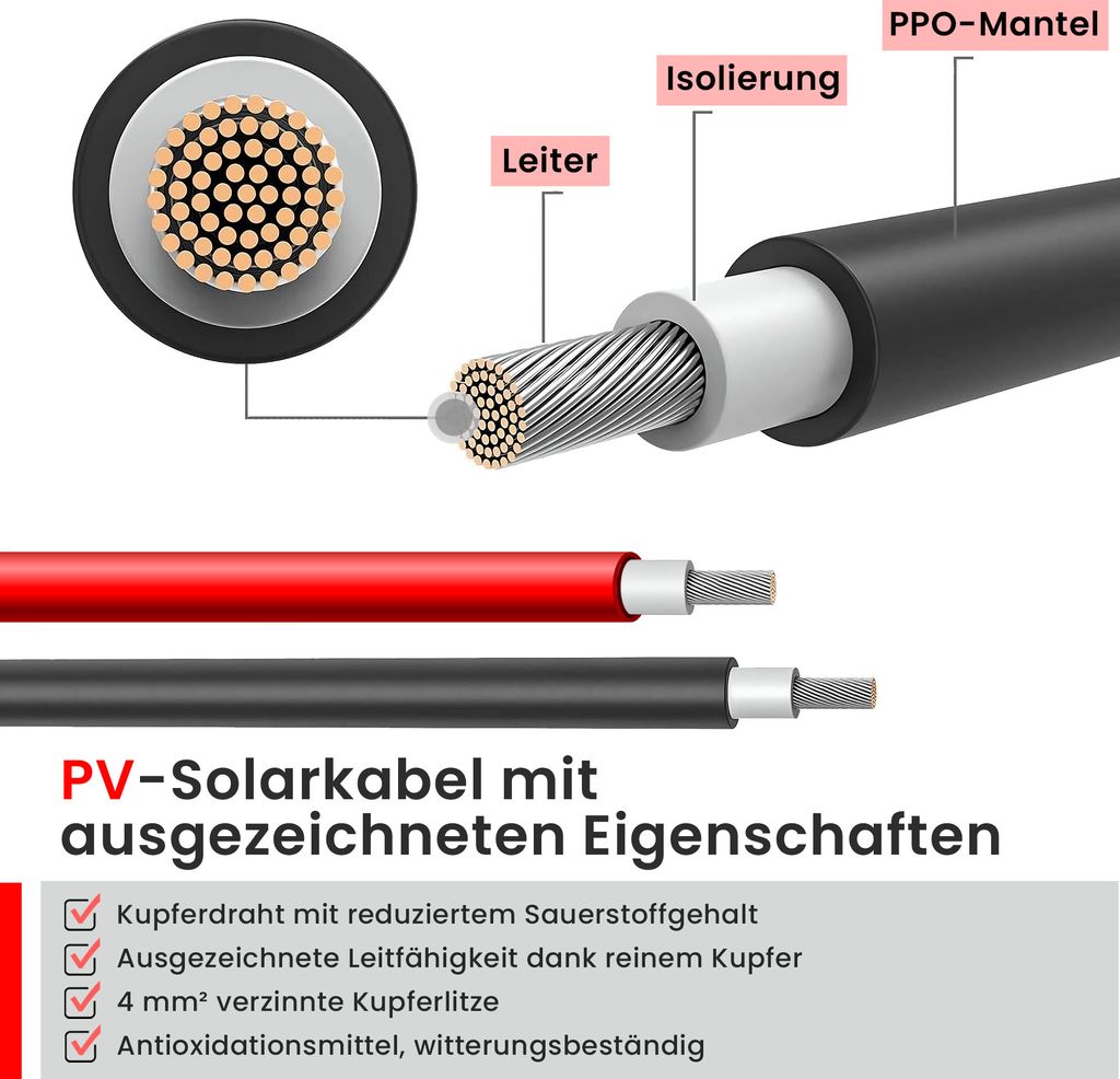 1 Paar Solarkabel Verlängerungskabel Stecker Buchse 6mm² Produktbild 2