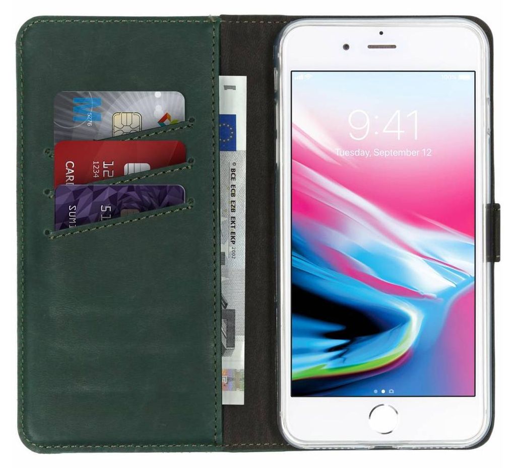 Selencia Echtleder Klapphülle iPhone 8 Plus / 7 Plus - Grün Produktbild 
