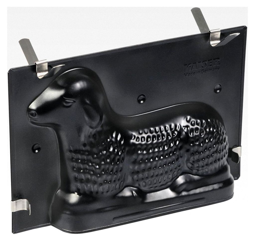 3D Backform Lamm 0,7l, Motivbackform Ostern, mit Befestigungsklammern, antihaftbeschichtet, auslaufsicher, Schwarz