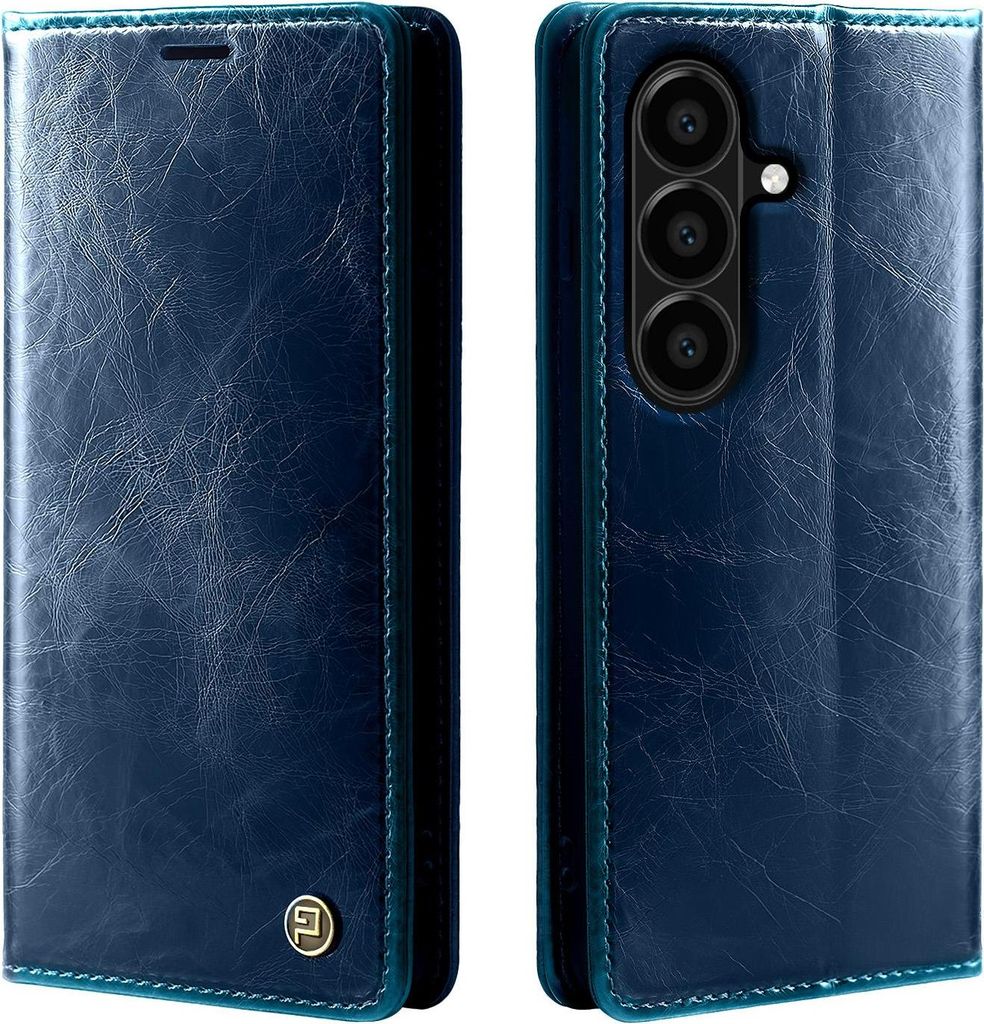 Handyhülle für Samsung Galaxy A57 5G Kunstleder Flip Vintage Cover Hülle RFID Schutz Case Kartenfach Farbe: Blau