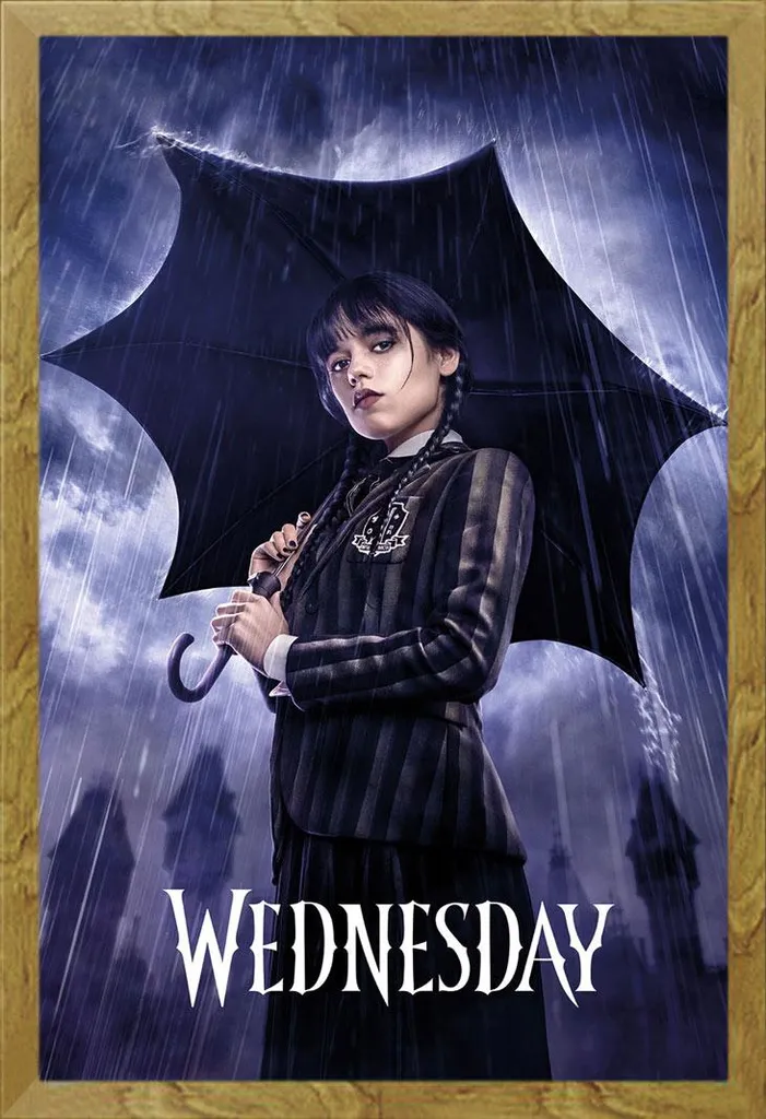 Mercoledì Addams Downpour Poster Cornice Shinsuke Rovere Vetro Acrilico