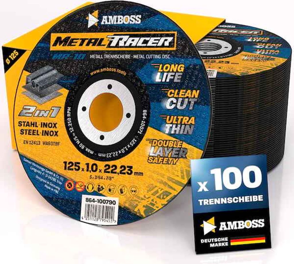 100x Amboss Metal Racer Trennscheibe | Ø125 mm - 1 mm - 22.23 mm |