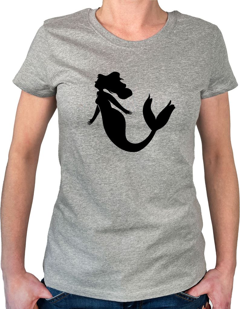 Huuraa Damen T-Shirt Meerjungfrau Silhouette XL Sport Grey Bio Baumwolle Fairtrade Damenshirt Geschenkidee