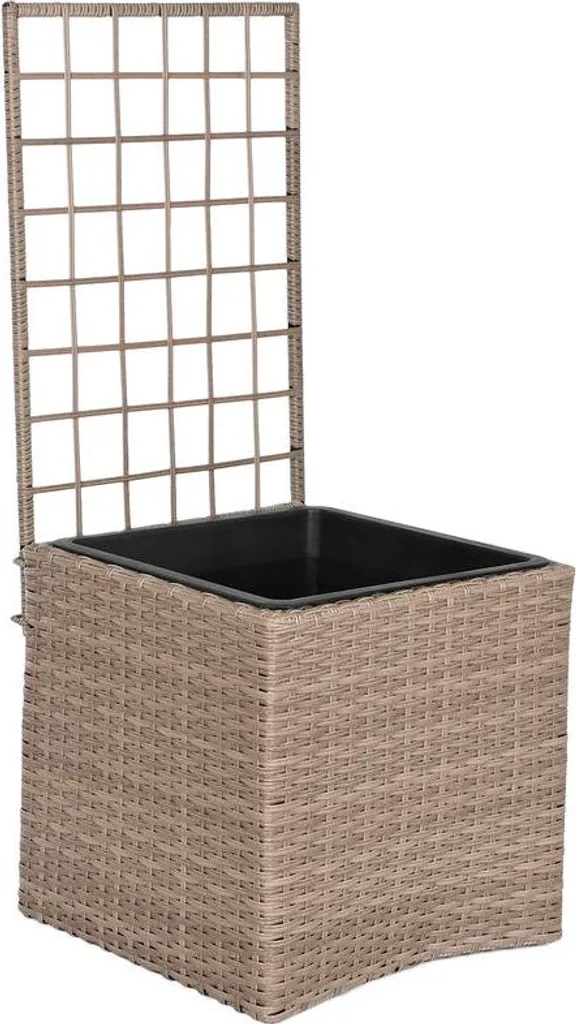 Bac à Fleurs Haut Style Rotin pour Balcon et Terrasse - 48x52x114 cm