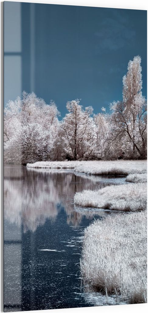 DEQORI Magnettafel Glas 50x100 cm 'Stille Wasser' beschreibbar Whiteboard Pinnwand Küche