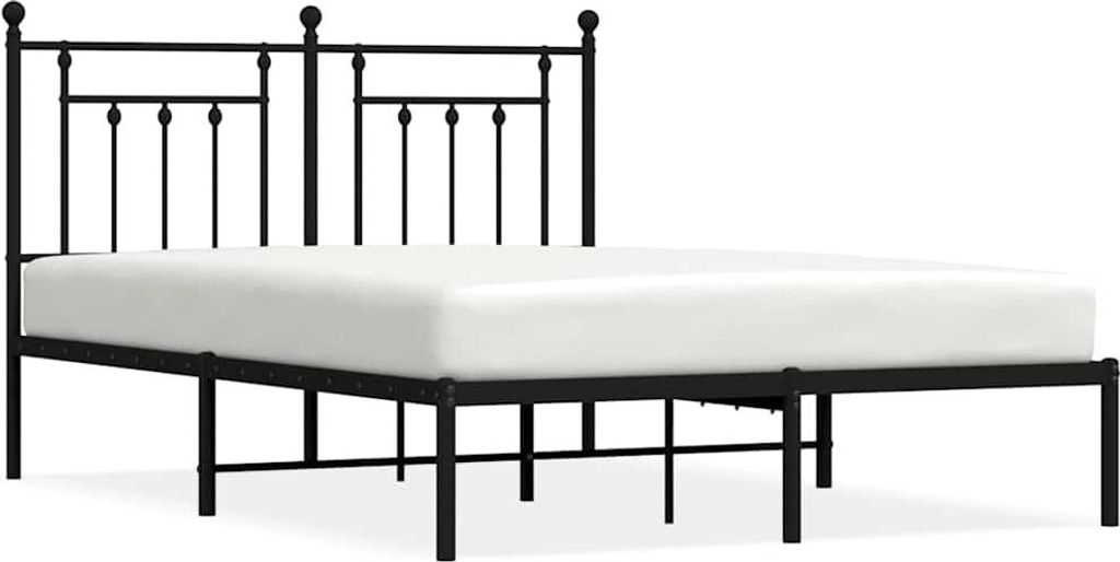 vidaXL Bettgestell mit Kopfteil Metall Schwarz 150x200 cm