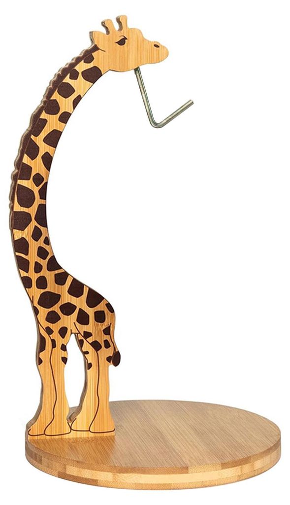 Bananenhalter aus Holz, Giraffenmotiv, mit Edelstahlhaken, Bananenaufhänger, Obstaufbewahrung für die Küchenarbeitsplatte unter dem Schrank