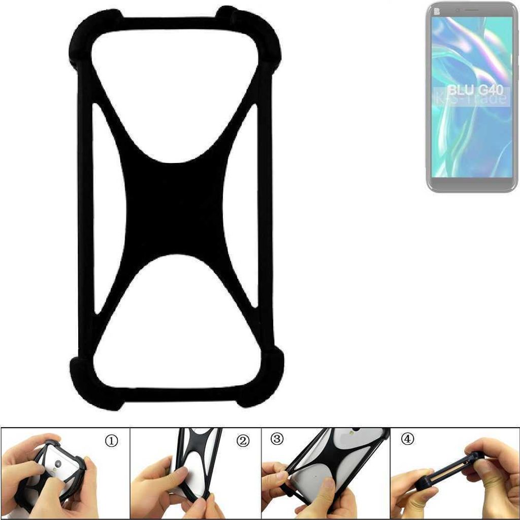 K-S-Trade Handy-Hülle Schutz-Hülle kompatibel mit BLU G40 Silikon Bumper TPU Softcase Smartphone Stoßschutz, schwarz