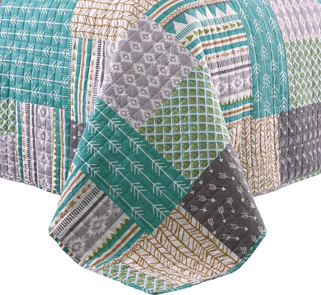 Couvre-lit patchwork Rootz résistant et lavable pour une chambre chic - 7