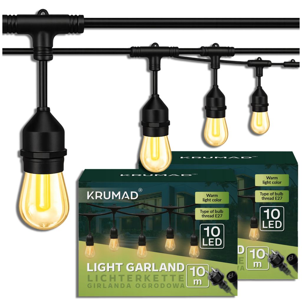 KRUMAD - Guirlande lumineuse LED de 20 m avec 20 ampoules Image du produit 