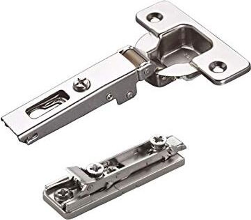 2 x Salice Topfband 110° Serie 200 Bohrbild T45 Eckanschlag inkl. Linear-Montageplatte Höhe 6 mm mit vormontierten Euroschrauben und Exzentervers...