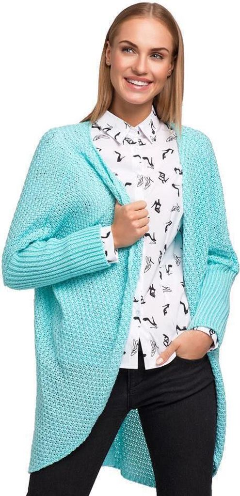 Strickjacke Sweats Poncho Umhang Cardigan Jacke; Mintgrün/S/M/L