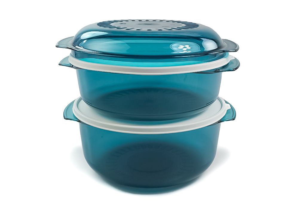 TUPPERWARE Mikrowelle Microcook 3,0 L türkis + 1,75 L + Deckel
