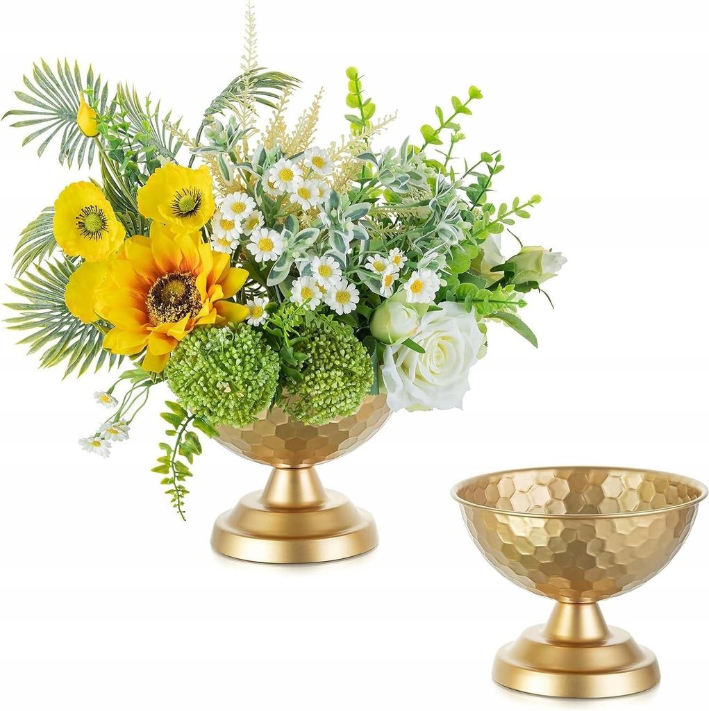 VASE TOPF für Blumen 2er Set Goldene Hochzeit Tischvasen